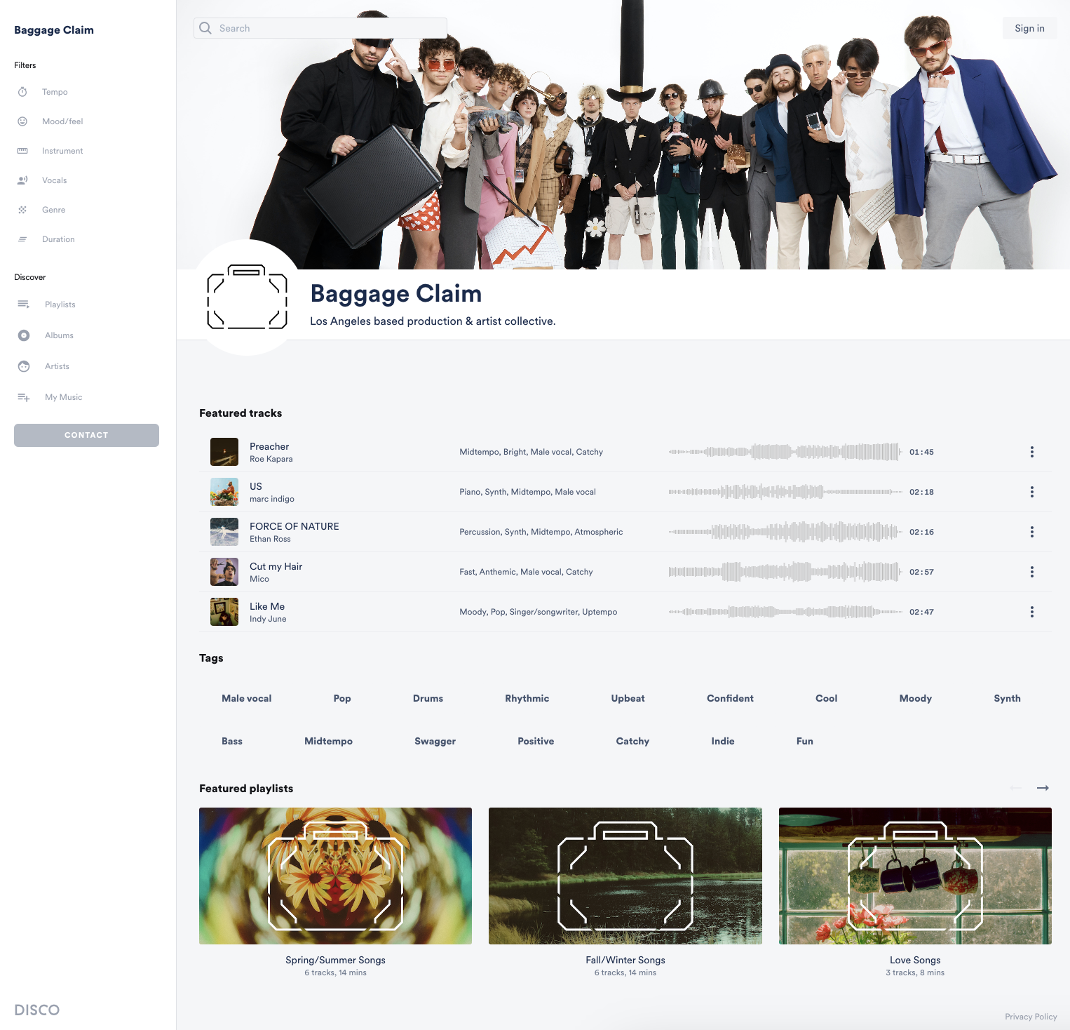 Do artists need a DISCO Catalog?